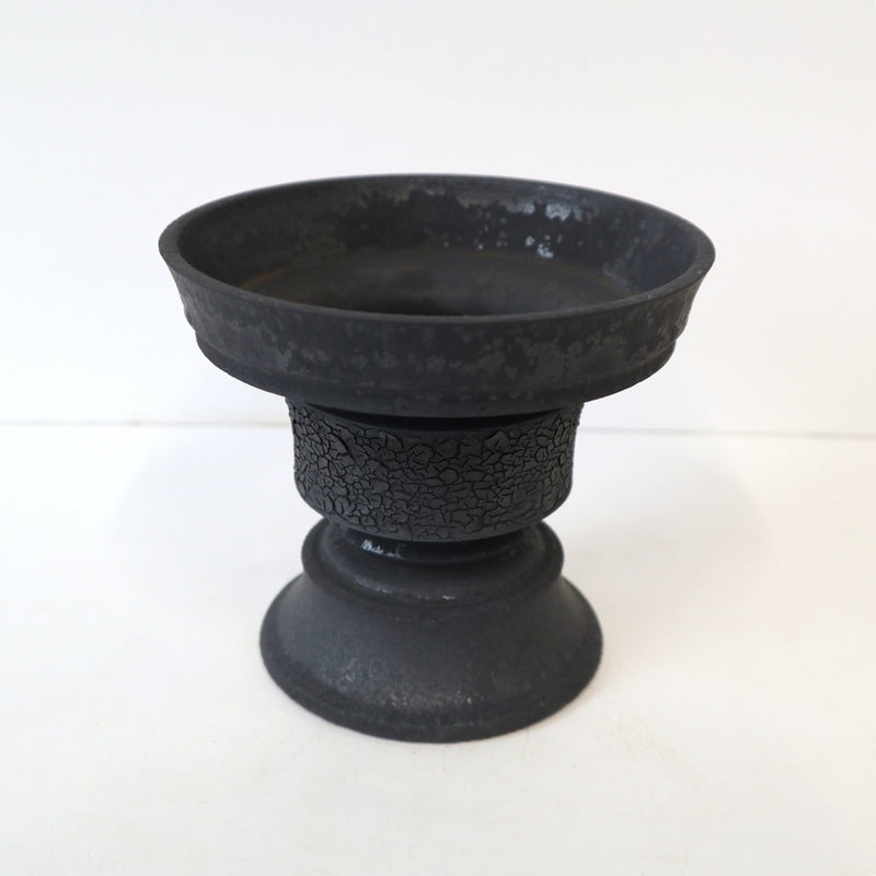 雷土 RAIDO CERAMICS 植木鉢 輪郭体 雷土陶器鉢】輪郭鉢ブラック黒結晶釉薬クラシック（L） – TaiShoDo