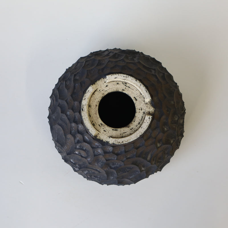 【雷土陶器鉢】稲妻紋鉢 ボウル形 黒結晶釉 M 1