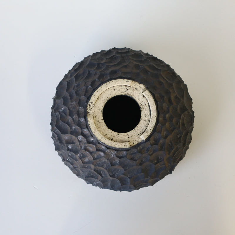 【雷土陶器鉢】稲妻紋鉢 ボウル形 黒結晶釉 L 2