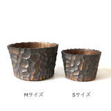 【雷土陶器鉢】稲妻紋鉢どら鉢型　スモークシルバー釉薬